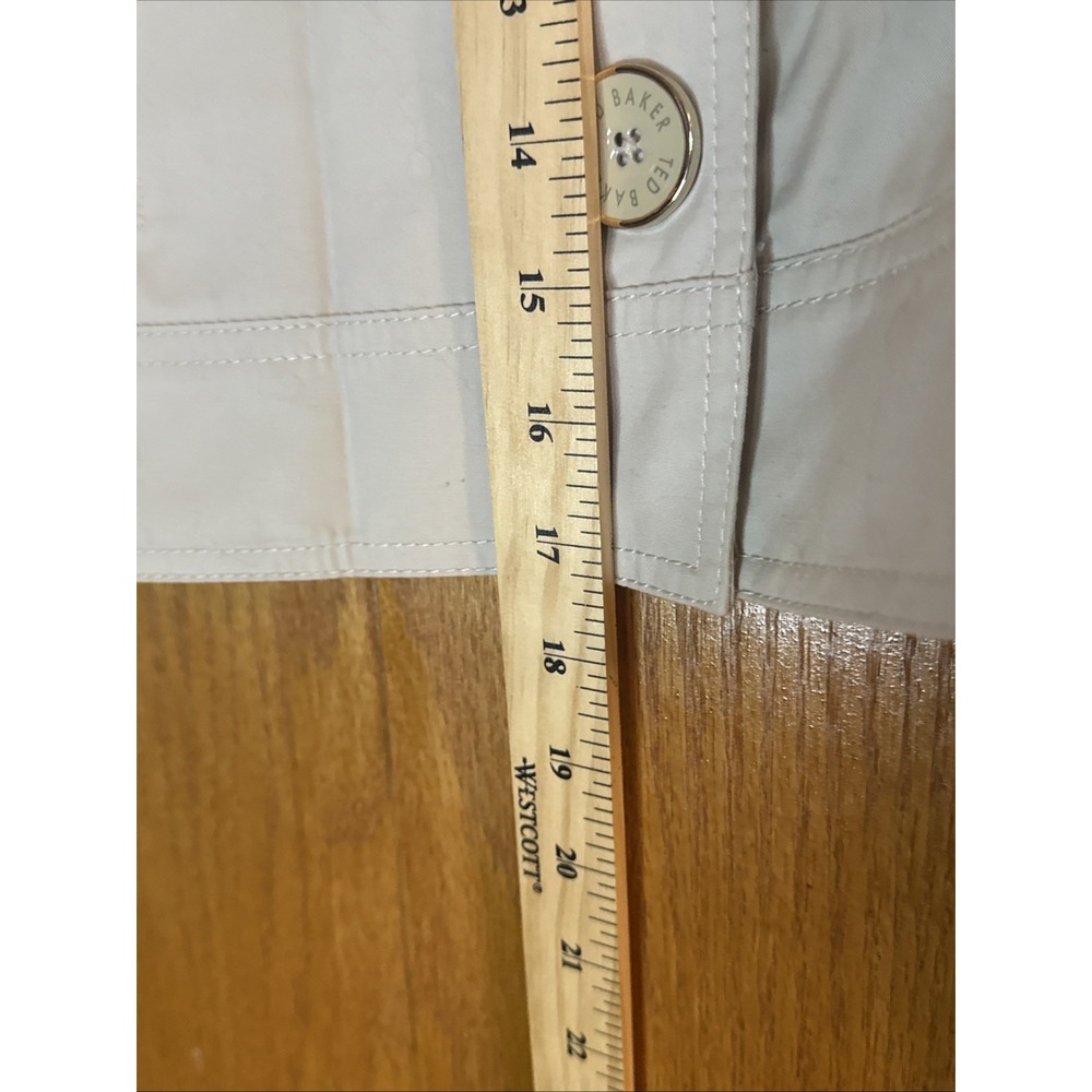 Ted Baker Wms Beige Trench Coat Cropped Dble Breast Sz 2 US 4-6 S Neutral Jacket - Picture 5 of 16